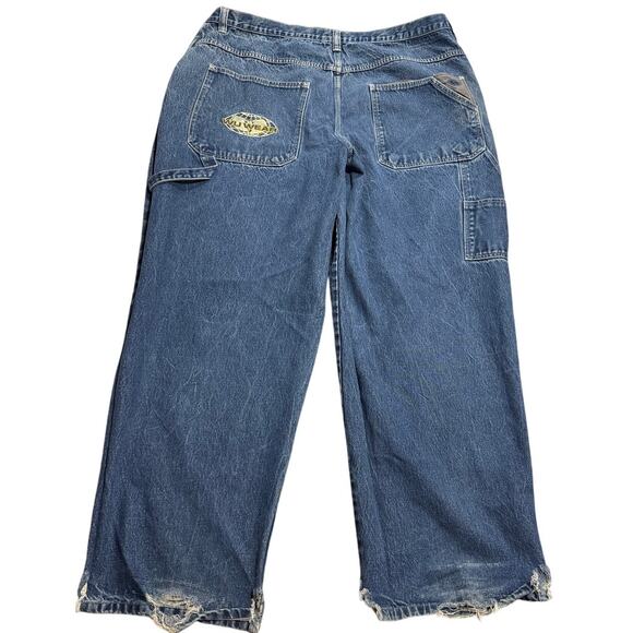 Y2K VTG Wu Wear Jeans Wide Leg Baggy Carpenter Mens 46x34 (44 x 30.5) Blue Denim - Picture 1 of 15